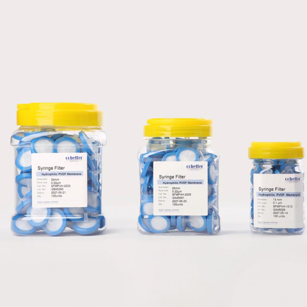 Filtros de Seringa de PVDF Hidrofílico Azul Não Estéreis