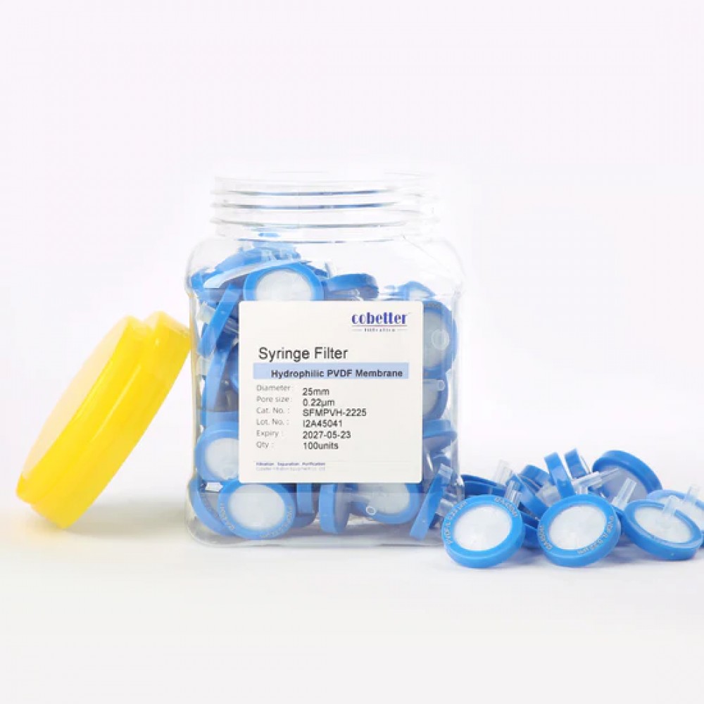 Filtros de Seringa de PVDF Hidrofílico Azul Não Estéreis
