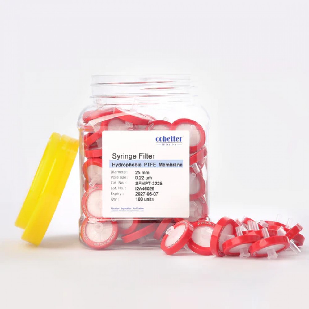 Filtros de Seringa de PTFE Hidrofóbico Vermelho Não Estéreis