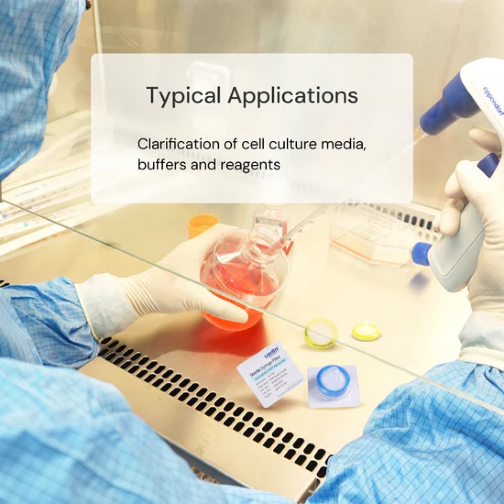Filtros de seringa PES 0,45/0,8/1,2μm estéreis, para clarificação
